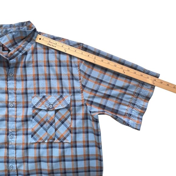 Blac Lacquer Plaid SS Button Up Camp Shirt Blue Orange Big & Tall Lumbercore 4XL - Picture 7 of 8